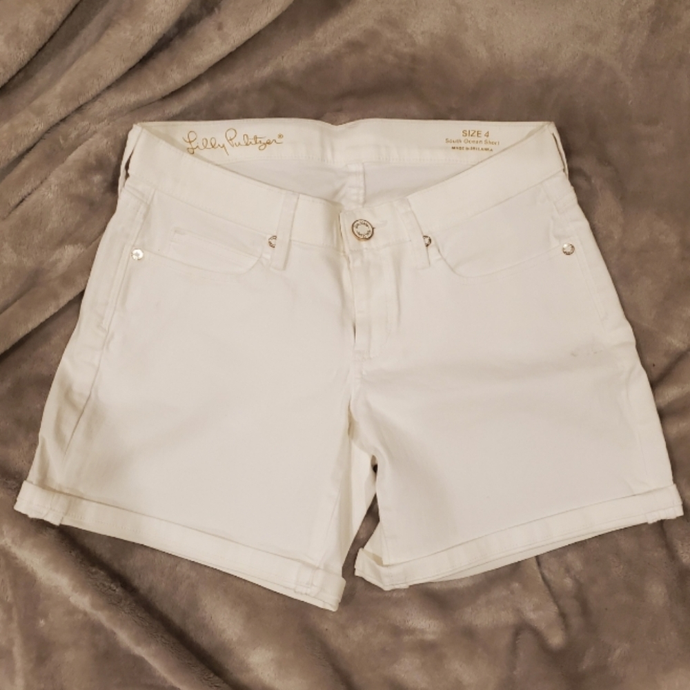 White Denim Stretchy Shorts